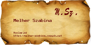 Melher Szabina névjegykártya